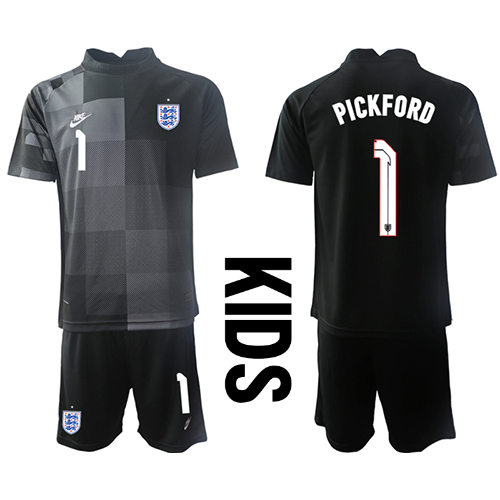 Dětský Fotbalový dres Anglie Jordan Pickford #1 Brankářské MS 2022 Domácí Krátký Rukáv (+ trenýrky)